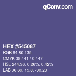 カラーコード: HEX #545087 | qconv.com