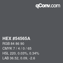 Color code: HEX #54565A | qconv.com