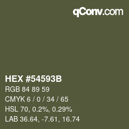 Farbcode: HEX #54593B | qconv.com