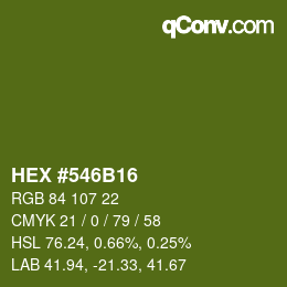 Code couleur: HEX #546B16 | qconv.com