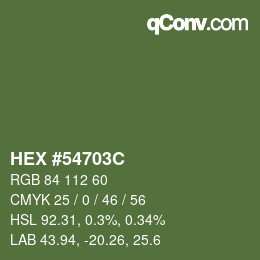 Farbcode: HEX #54703C | qconv.com