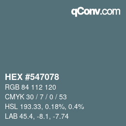 颜色代码: HEX #547078 | qconv.com