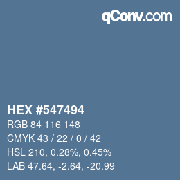 Código de color: HEX #547494 | qconv.com