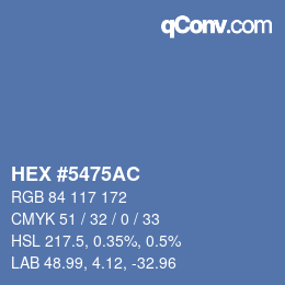 颜色代码: HEX #5475AC | qconv.com