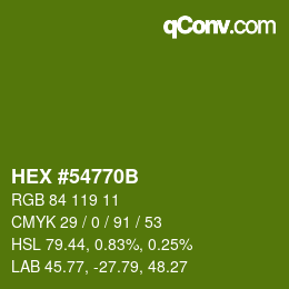 Color code: HEX #54770B | qconv.com