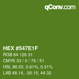 Color code: HEX #547E1F | qconv.com