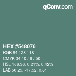 Color code: HEX #548076 | qconv.com