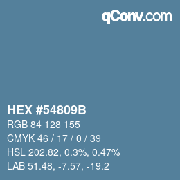 カラーコード: HEX #54809B | qconv.com