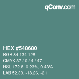 Color code: HEX #548680 | qconv.com