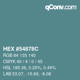 Color code: HEX #54878C | qconv.com