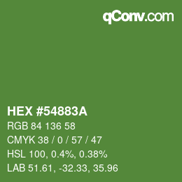 Color code: HEX #54883A | qconv.com