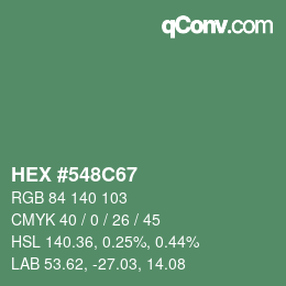 Farbcode: HEX #548C67 | qconv.com