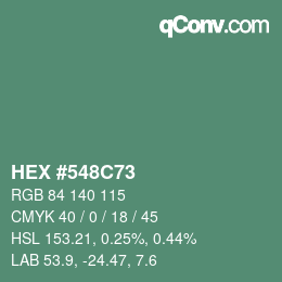 Color code: HEX #548C73 | qconv.com
