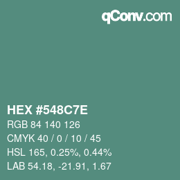 Color code: HEX #548C7E | qconv.com
