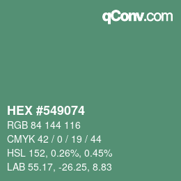 Farbcode: HEX #549074 | qconv.com