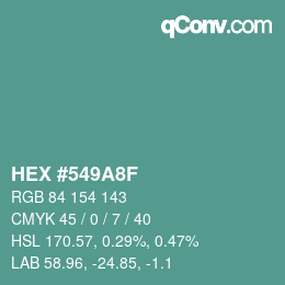 Color code: HEX #549A8F | qconv.com
