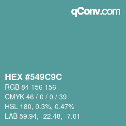 Color code: HEX #549C9C | qconv.com