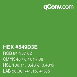 Color code: HEX #549D3E | qconv.com