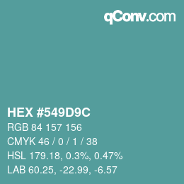 Color code: HEX #549D9C | qconv.com