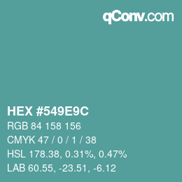 Color code: HEX #549E9C | qconv.com