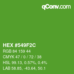 カラーコード: HEX #549F2C | qconv.com