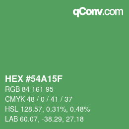 Farbcode: HEX #54A15F | qconv.com