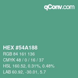 Color code: HEX #54A188 | qconv.com