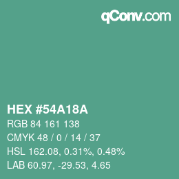 Farbcode: HEX #54A18A | qconv.com