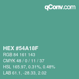 Color code: HEX #54A18F | qconv.com
