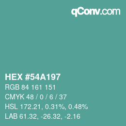 颜色代码: HEX #54A197 | qconv.com