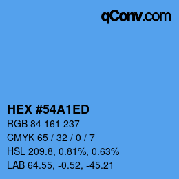 颜色代码: HEX #54A1ED | qconv.com