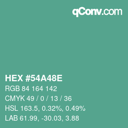 Color code: HEX #54A48E | qconv.com
