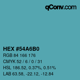 颜色代码: HEX #54A6B0 | qconv.com