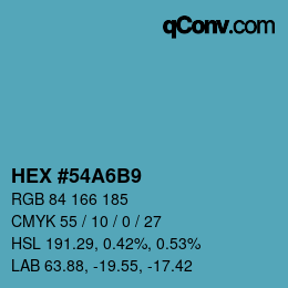 カラーコード: HEX #54A6B9 | qconv.com