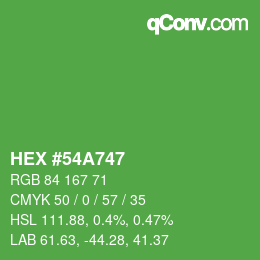 Color code: HEX #54A747 | qconv.com