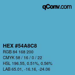 カラーコード: HEX #54A8C8 | qconv.com