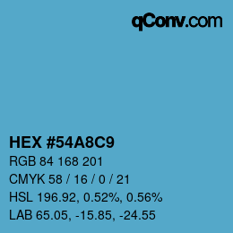 Code couleur: HEX #54A8C9 | qconv.com