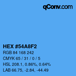 颜色代码: HEX #54A8F2 | qconv.com
