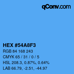 カラーコード: HEX #54A8F3 | qconv.com