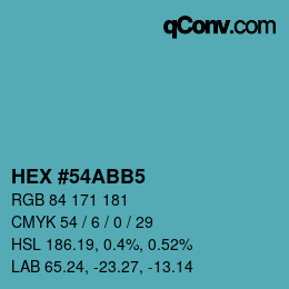 颜色代码: HEX #54ABB5 | qconv.com