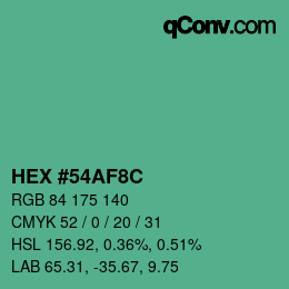 Color code: HEX #54AF8C | qconv.com