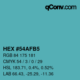 颜色代码: HEX #54AFB5 | qconv.com