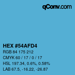 カラーコード: HEX #54AFD4 | qconv.com
