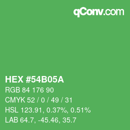 颜色代码: HEX #54B05A | qconv.com