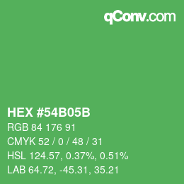 カラーコード: HEX #54B05B | qconv.com