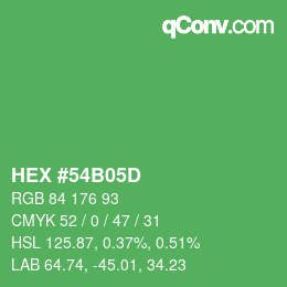 颜色代码: HEX #54B05D | qconv.com