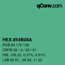 カラーコード: HEX #54B08A | qconv.com