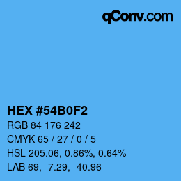 カラーコード: HEX #54B0F2 | qconv.com