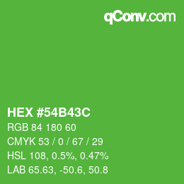 Color code: HEX #54B43C | qconv.com