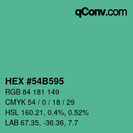 Farbcode: HEX #54B595 | qconv.com
